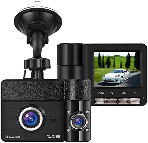 LAKASARA Dash Cam Full HD 1080P Car Dashboard Camera Dual Lens 170 Degree Wide Angle Car Recorder with G-sensor,WDR,Loop Recording,Parking Mode