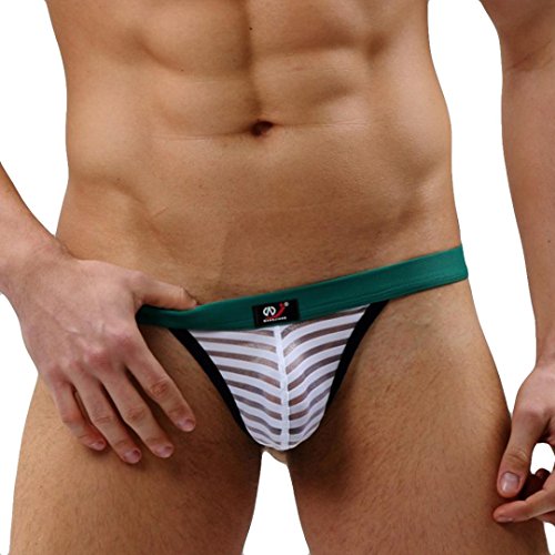Nacome Men Sexy Knickers Briefs Breathable Soft Bulge Panties Underwear Crotch-less Thongs (White, L)