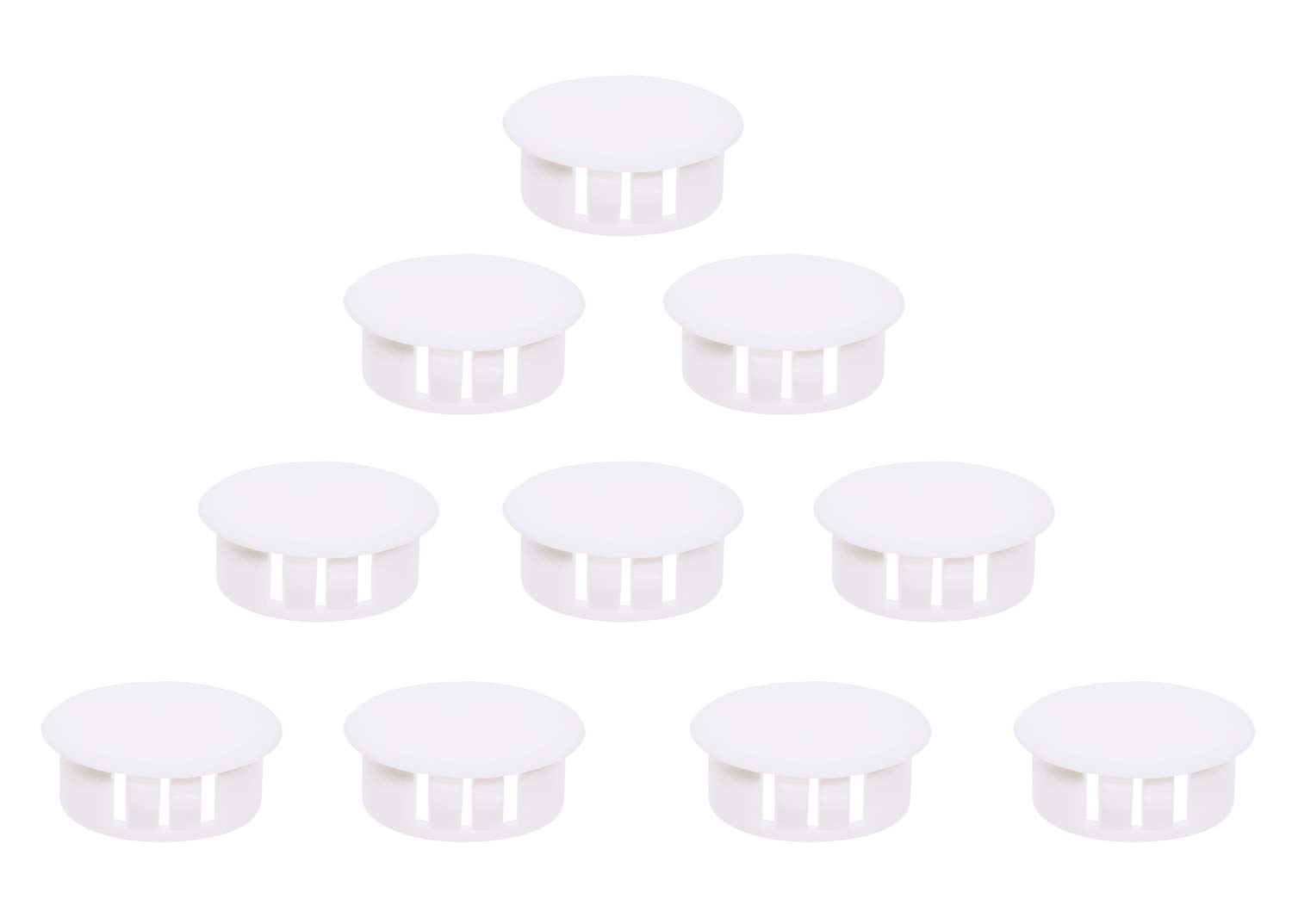 Mini Skater 10 Pcs 5-25MM Diameter Nylon Plastic Round Snap in Type Locking Furniture Hole Plugs Button Protective Cover Cap Head Color White (White 10mm/0.4inch)