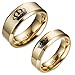 Kalapure 14K Gold Her King His Queen Titanium Stainless Steel Wedding Band Set Anniversary Engagement Promise Ring