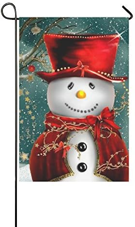 Outdoor Decor Flag - Gentleman Snowman Standing in the Snow Decorative Garden Flag,12" x 18"