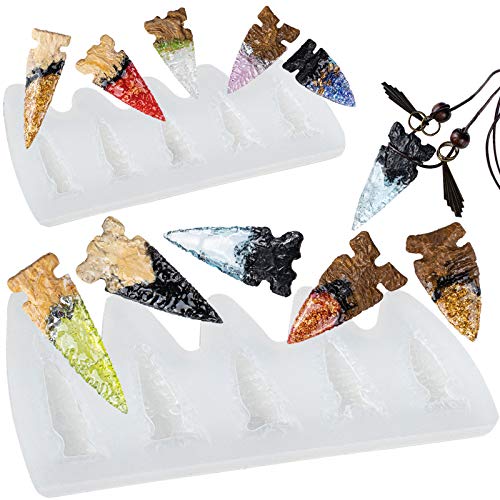 FUNSHOWCASE Arrowhead Resin Silicone Molds for Jewelry Making Necklace Pendant Charms Earrings 10-Cavity Height 1-1.8inch Small