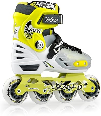 KUKOME 4 Size Adjustable Inline Skate for Boys Girls (Green-Miami, EU30-33 ( US13-2))