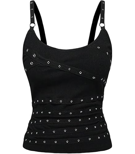 XCJIKUKE Women Gothic Crop Top Camisole Grunge Black Lace Trim