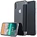 Lontect Compatible iPhone Xs Case, Slim PU Leather Folio Flip Case with Card Slot & Clear Soft TPU Back Cover for Apple iPhone Xs - Black