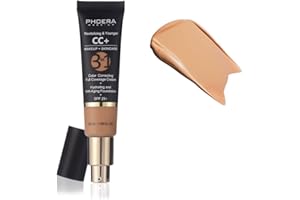 PHOERA Anti-Aging Color Correcting Full Coverage Cream Foundation SPF 25+ Revitalizing & Younger infused Concealer with Vitamins For dark circles, acne scars, wrinkles & redness. (140 Buff Beige)