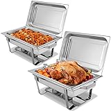 Giantex 2 Pack of 9 Quart Stainless Steel Rectangular Chafing Dish Full Size
