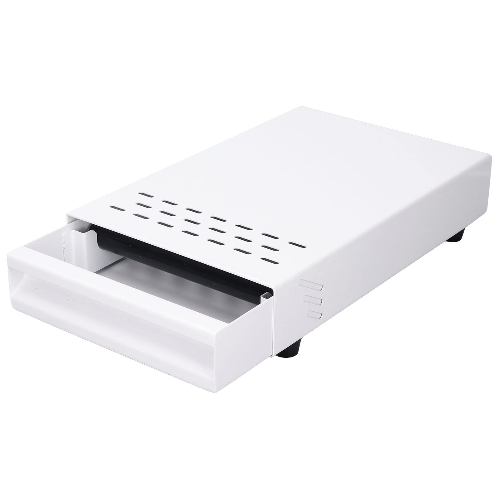 Coffee Knock Box Stainless Steel for Espresso, Detachable Drawer Coffee Ground Knock Knock Container, Thickened Coffee Residue Powder Box with Non Slip Base, Household Shop (White)