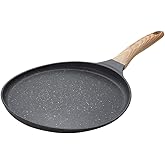 Unoschrim Crepe Pan 9.5-Inch, Pancake Pan, Nonstick Frying Pan with Detachable Handle, Granite Coating Flat Pancake Pan, Perfect for Corn Pancake, Omelette, Steak, and more, All Stove Compatible