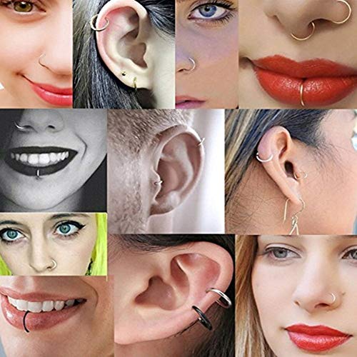 WAINIS 25 Pcs Stainless Steel CZ Belly Button Rings Nose Ring Set for Women Girls Nose Hoop Ring Studs Navel Barbell Body Piercing Jewelry