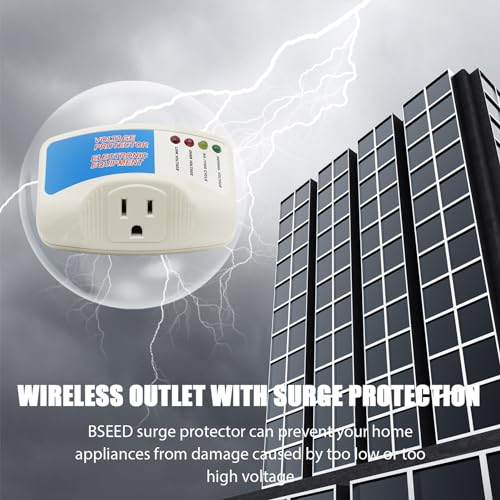 BSEED Protector contra sobretensiones para electrodomésticos, protector de voltaje de salida única, refrigerador de sobretensiones de salida de caída de voltaje 1440 vatios, salida de enchufe de caída de voltaje 120 V 10 A (1 paquete)