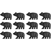 12 Pack Cast Iron Bear Cabinet / Drawer Pulls &ndash; Rustic Black Matte Finish &ndash; 2&rdquo; Wide Bear Shaped Knob Handles &ndash; Includes 1&rdquo; Mounting Screws &ndash; Perfect for Rustic, Lodge, Cabin, or Mountain Decor