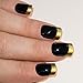 False Nails Bling Art French Fake Dipped in Gold Squoval 24 Acrylic Medium Tips