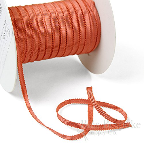 3 Yards of Vera 3/16' Cotton & Viscose Petersham Grosgrain Ribbon, Salmon Pink, Made in Italy