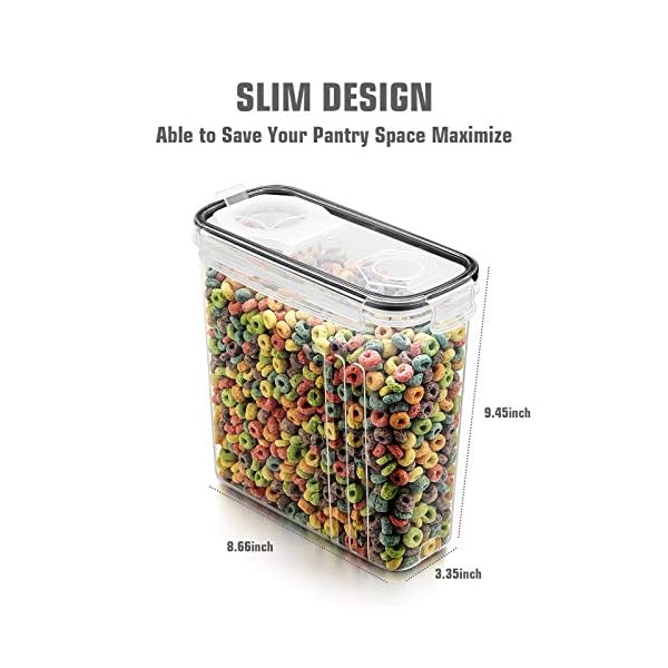 Large-Cereal-Dry-Food-Storage-Containers-Wildone-5-Pieces-Airtight-Cereal-Storage-Containers-for-Sugar-Flour-Snack-Baking-Supplies-Leak-proof-with-Black-Locking-Lids-4L-1353oz Large Cereal & Dry Food Storage Containers - Wildone 5 Pieces Airtight Cereal Storage Containers for Sugar, Flour, Snack…