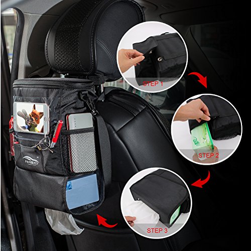AMEIQ Seat Back Organizer for Car, Cooler with Phone iPad and Tissue Holder, Backseat Watertight Insulated Lunch Bag, Travel Picnic Storage Container (Ordinary-Oval) - Thumbnail 6