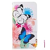 Huawei Honor 8 Case, Honor 8 Wallet Case,Vfunn Flip Wallet Leather Case Magnetic Stand Credit Card Slot for Huawei Honor 8 with 1 Stylus (Butterfly Big)