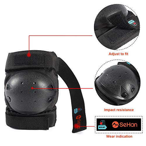 Protective Gear Set for Kids from 3 to 12 Years Old (Black)