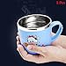 SUPZY [Double Wall] [Stainless Steel + Plastic] Mug Cup with Lid and Handle, Non-breakable Design for Children (2-6Years Old)100% Eco and Environmentally Safe,Size:S (1 Pcs)(Blue)