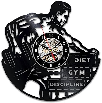 Shinestore GYM Motivational Vinyl Wall Clock Gorgeous Accessory and Gift for Sports Fans Gym Theme Wall Watch Vintage Retro Classic Clocks Art Home Decor