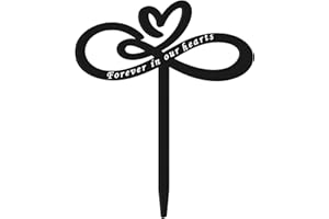 Fumete Heart Memorial Plaque Stake, Forever in Our Hearts Memorial Stakes, Cemetery Decorations for Grave, Sympathy Grave Markers Decoration for Mom Dad Son Daughter Dear's Garden Decor(Black)