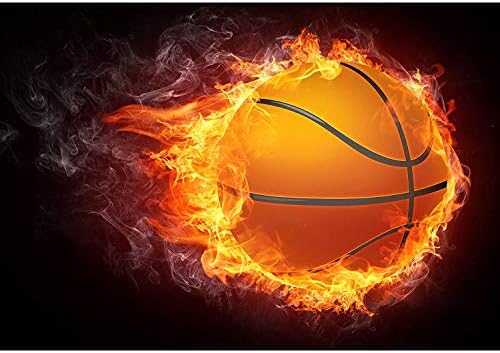 LanimioLOX Basketball Ball on Fire. 2D Graphics. Computer Design. - Removable Wall Mural | Self-Adhesive Large Wallpaper