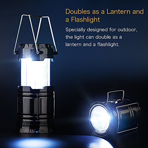TANSOREN 2 Pack Portable LED Camping Lantern, [2018 UPGRADED][3-IN-1] Decorative Flame light Ultra Bright Flashlights with S and 6 AA Batteries Collapsible Survival Kit for Emergence, Outdoor - Thumbnail 3