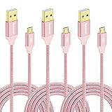 Micro USB Cord(6ft), iSeekerKit High Charging Speed USB 2.0 A Male to Micro Nylon Braided USB Cable with Aluminum Connector for Samsung, Android and more[3 Pack]