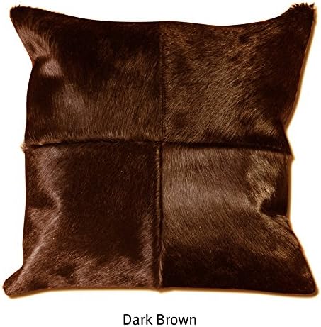 The Rug Republic Hand Made Dark/ Brown Natural Hide Oxford Pillow (45cm x 45cm),1 Piece