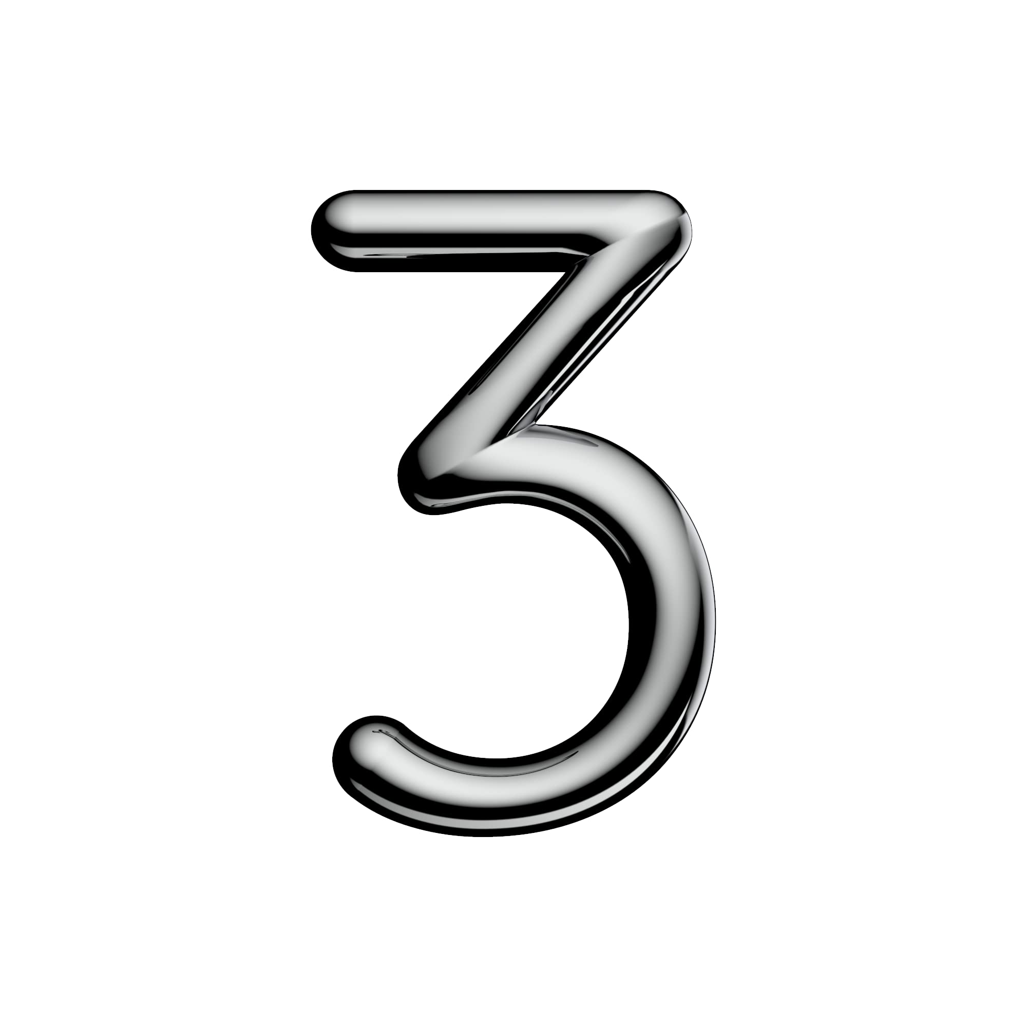 Ultion Sweet Chrome Door Numbers '3' - 3inch height - Self Adhering, No Drilling or Screwing Required …