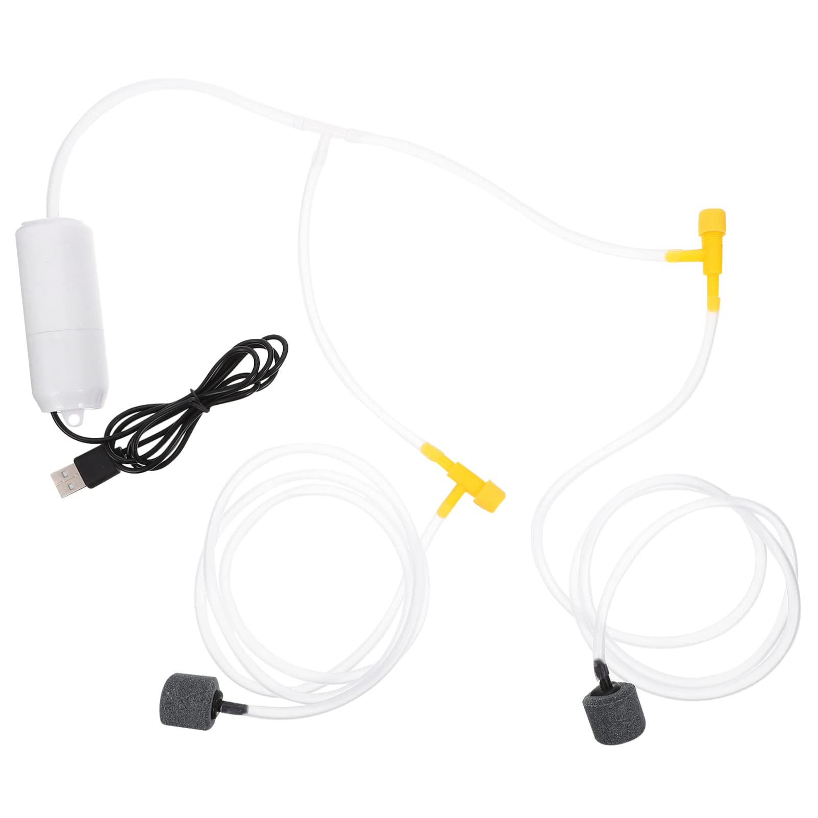 Quietest Aquarium USB Air Pump Ultra Silent High Energy Saving Oxygen Air Pump Aquarium for Fish Tank with Air Stone and Silicone Tube （ White ）