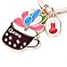 JUNKE 4 PCS Succulent Cactus Pot Keychain Novelty Metal Cute Plant Shape Keyring Charmed Gifts for Kids Women Girls Boys