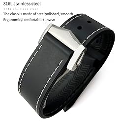 GC GUAN CHAO Curved End Rubber Watchband Fit for