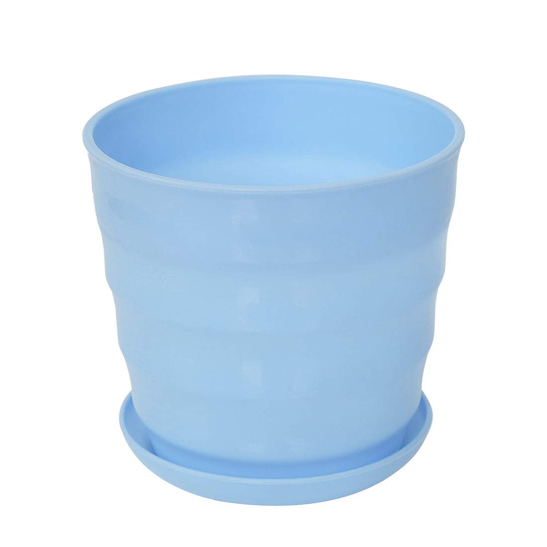 Sourcingmap Plastic Planters Indoor Flower Pot with Tray Mini Plastic Flower Seedlings Pot Garden Plant Pot Home Decoration Flower Pot 13cm Dia Sky Blue