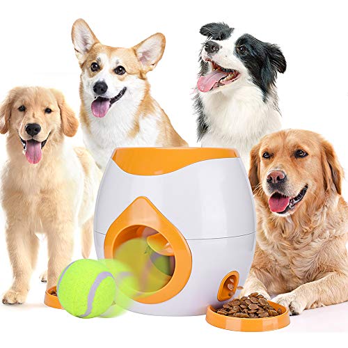 Pet Interactive Toys Dogs Puzzle Food Dispenser Tennis Ball Throwing Fetch Machine FDA Cat Reward Toy Game Animal Training Tool Pets Slow Feeder Bowl (Orange) - Thumbnail 5