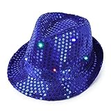 Vbiger LED Sequin Fedoras Panama Hat for Christmas
