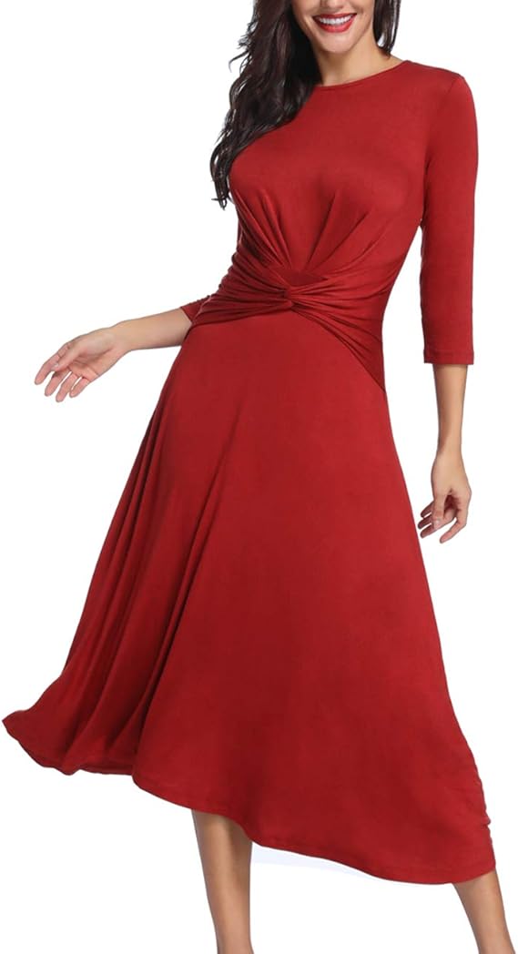 azalosie womens tummy control dress  neck short sleeve midi