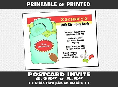 Sleepover Birthday Party Invitation, Printable or Printed Option