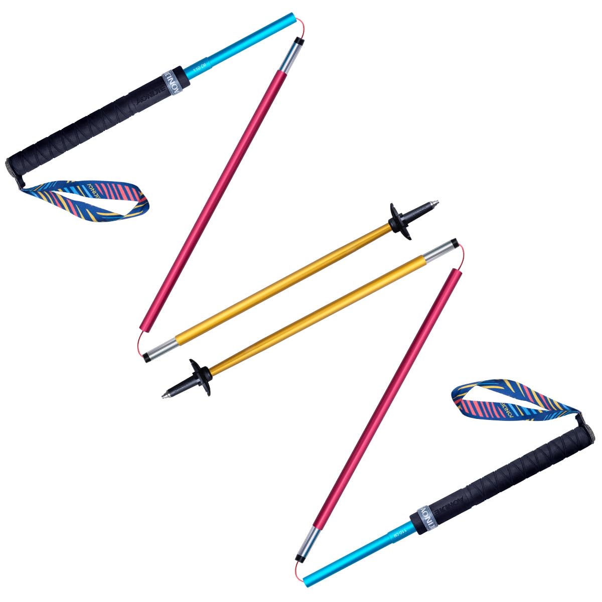 AONIJIE Folding Ultralight 7075 Aluminum AlloyTrekking Poles Quick Lock Trekking Hiking Pole Walking Stick (Colourful-110cm)