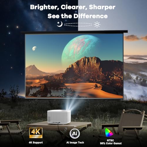 ONOAYO Outdoor-Projector-4K with 60W Dolby Audio and Official Apps, White | 3500 Bright, AI Auto Focus, Smart-Projector with WiFi and Bluetooth, ONO5Pro 2.0 Movie Projector for Indoor/Outdoor, 2026New