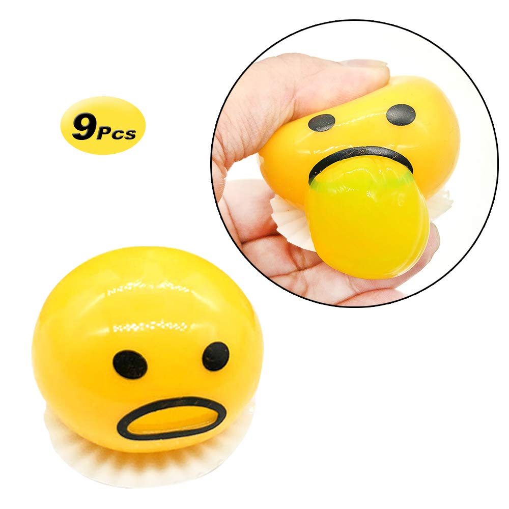 X Hot Popcorn 9 Pcs Cute Yellow Round Sucking & Vomiting Lazy Egg Yolk Emoji Stress Relief Toys