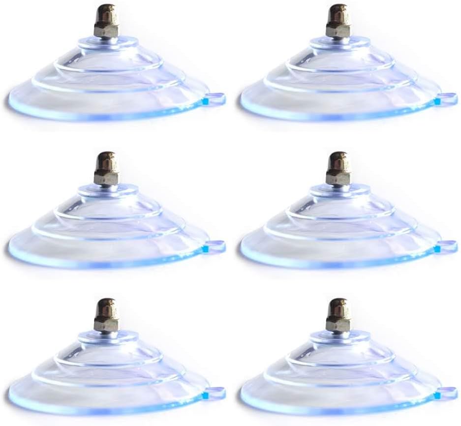 Gancio a ventosa M6 da 6 cm di diametro grande a forma di gradino grande in PVC trasparente, lunghezza filettatura 1 cm, ventosa con dado, 6 pezzi (M6-D6 cm