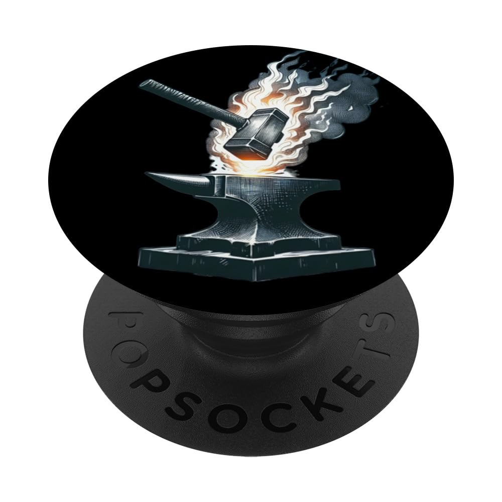Hammer And Anvil Foundry Dystopian Blacksmithing Graphic PopSockets Swappable PopGrip