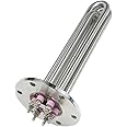 115mm Round Flange SUS304 Immersion Heating Element 220V/380V 12mm Water Boiler Heater 3KW/6KW/9KW/12KW (Color : 6KW L340MM, Size : 220V 380V Star)