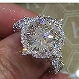 Yuren New 925 Silver White Sapphire Birthstone Engagement Wedding Jewelry Ring Sz 6-10 (US Code 7)