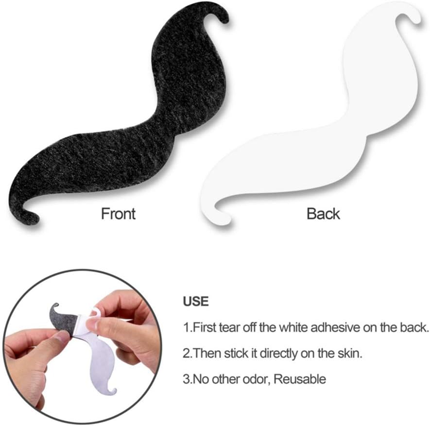 nuluxi Novelty Self Adhesive Fake Moustache Self Adhesive Beard Set Self Adhesive Fake Beards Decorations Supplies for Fiesta Party Masquerade Party Photo Props and Performance (16 - Image 4