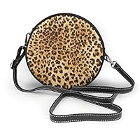 Leopard Skins Colorful Wild Animal Print Crossbody Round Leather Bag Handbags Purse Messenger Bag For Women