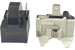 HONG 1Pcs QP2-4R7 1Pin 4.7 Ohm PTC Refrigerator Starter/Start Relay for Vissani Danby Compressor Relay and 1Pcs Refrigerator Overload Protector 1/2HP