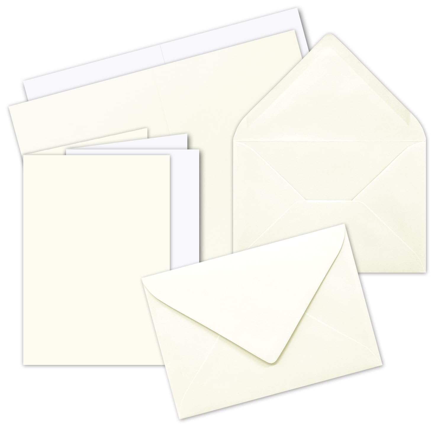 Folded cards, DIN A6 – C6, wet sealing, with inlay 50 Karten-Sets natural white