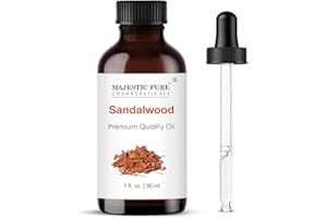 Majestic Pure Essential Oil with Glass Dropper - 100% Pure and Natural - Essential Oils for Diffuser, Aromatherapy, Soap and Candle Making, Sandalwood Essential Oil, Sandalwood Oil, 1 Fl Oz